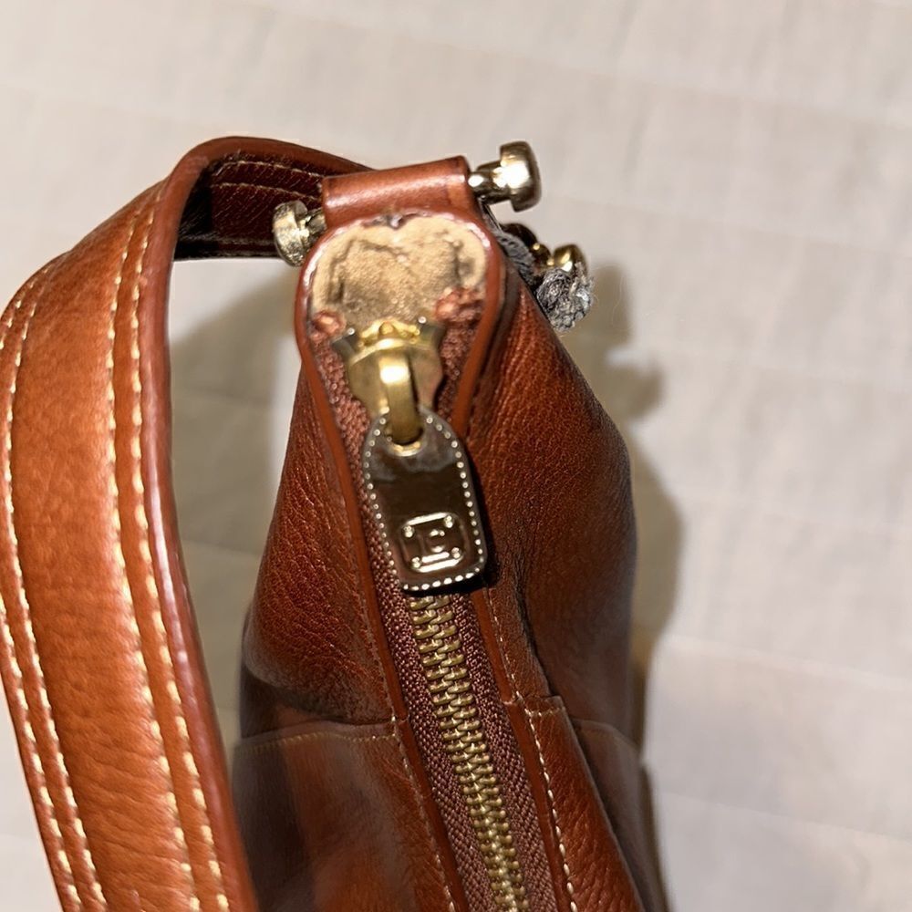 Liz Claiborne Vintage Chestnut Brown Genuine Leather Mini Hobo Bag - Picture 6 of 14